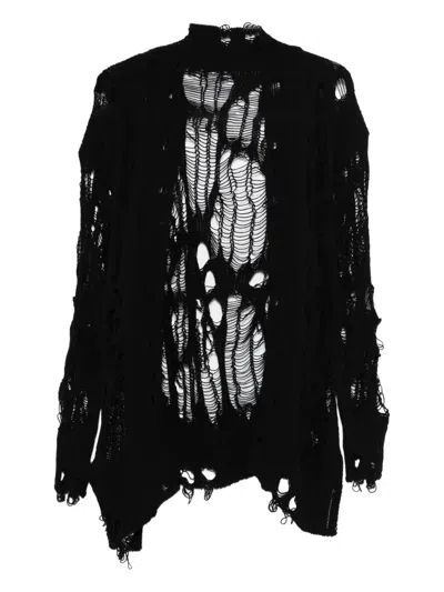 Y's Distressed Knitwear In Black