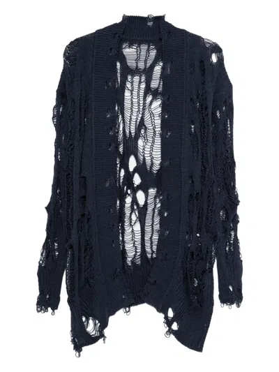 Y's Distressed Knitwear In Blue
