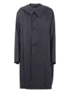Y's Hooded Button Single-breasted Coat In Gray