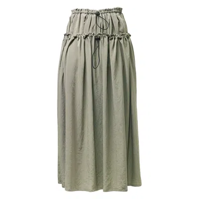 Y's Double Gathered Skirt In Green