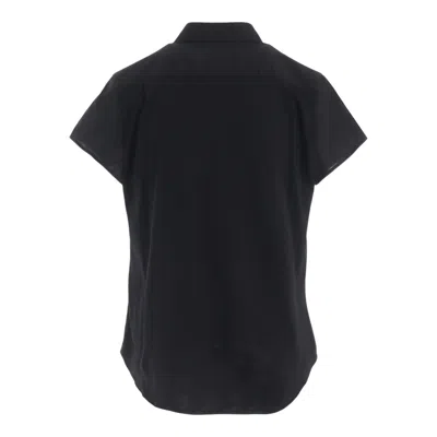 Y's Double Layered Front Hem Blouse In Black