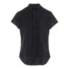 Y's Double Layered Front Hem Blouse In Black