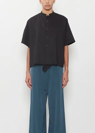 Y's Drape Detail Box Shirt In Black