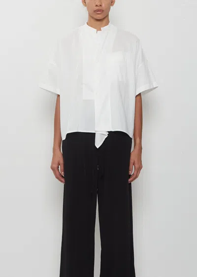 Y's Drape Detail Box Shirt In White