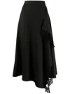 Y's Drape Detail Flared Skirt In Schwarz