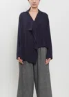 Y's Drape Georgette Blouse In Blue