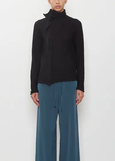 Y's Drape High Neck Wool Sweater In Black