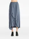 Y's Drawstring-detail Asymmetrical Midi Skirt In Gray