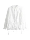 Y's Drawstring Peplum-hem Shirt In White