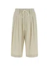 Y's Drawstring Pleated Shorts In Silver