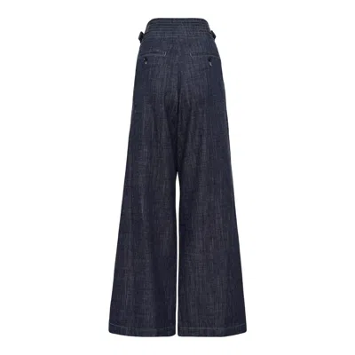 Y's Drawstring Waist Wide Leg Pants In Blue