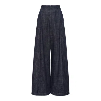 Y's Drawstring Waist Wide Leg Pants In Blue