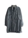 Y's Drawstring-collar Oversized Shirt In Gray