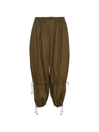 Y's Drawstring-hem Balloon Trousers In Brown