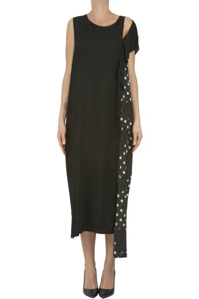 Y's Dress With Polka Dot Insert In Black