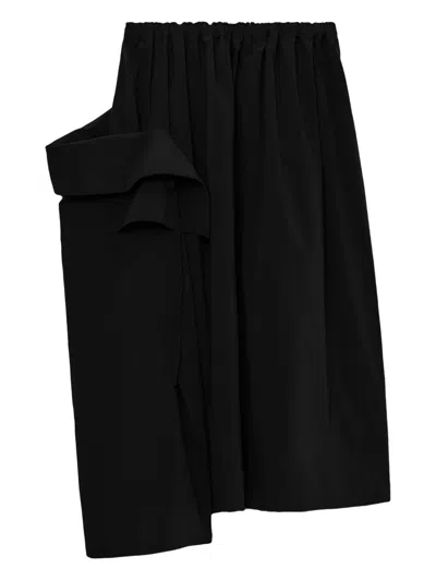 Y's Elastic-waist Ruffled Midi Skirt In Black