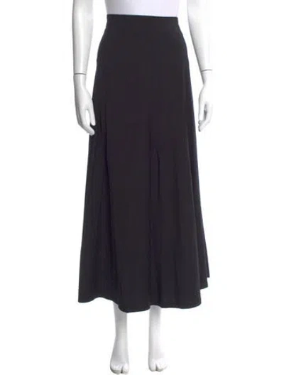 Pre-owned Y's Embroidered Accent Midi Length Skirt W/ Tags In Black