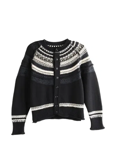 Y's Fair-isle Raglan-sleeve Cardigan In Black