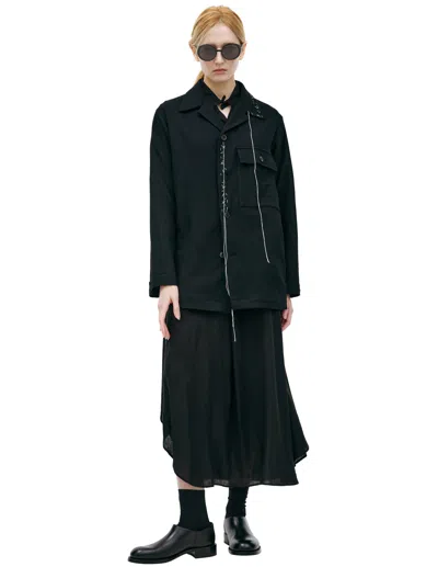 Y's Flannel Jacket With Stitching In Black
