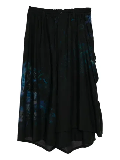 Y's Floral-print Trousers In Black
