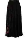 Y's Abstract-print Pleated Midi Skirt In Black