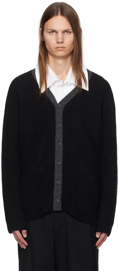 Ys For Men Black Color Blocking Cardigan In 2 Black