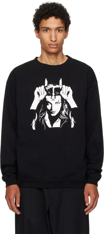 Ys For Men Black Graphic Sweatshirt