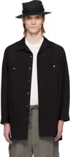 Ys For Men Black Open Collar Shirt In 2 Black