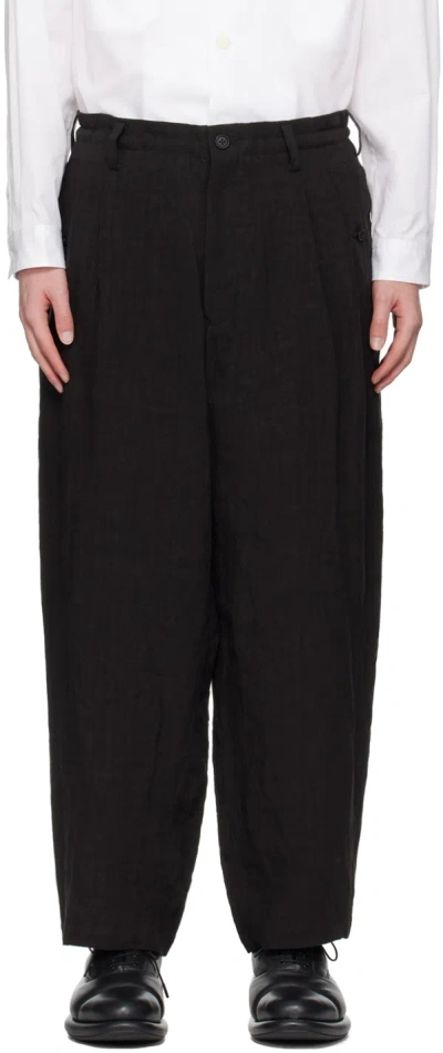 Ys For Men Black Pleated Trousers In 2 Black