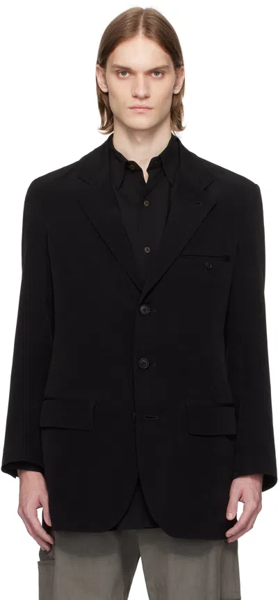 Ys For Men Black Right Double Rimmed Pocket Blazer In 1 Black
