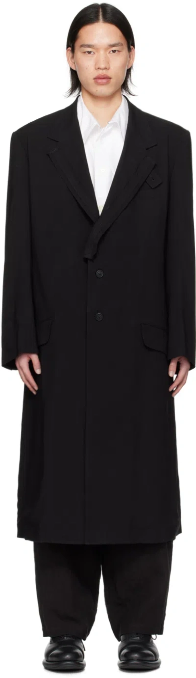 Ys For Men Black Single-breasted Coat In 1 Black