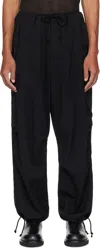 Ys For Men Black Wool Gabardine Cargo Pants In Black