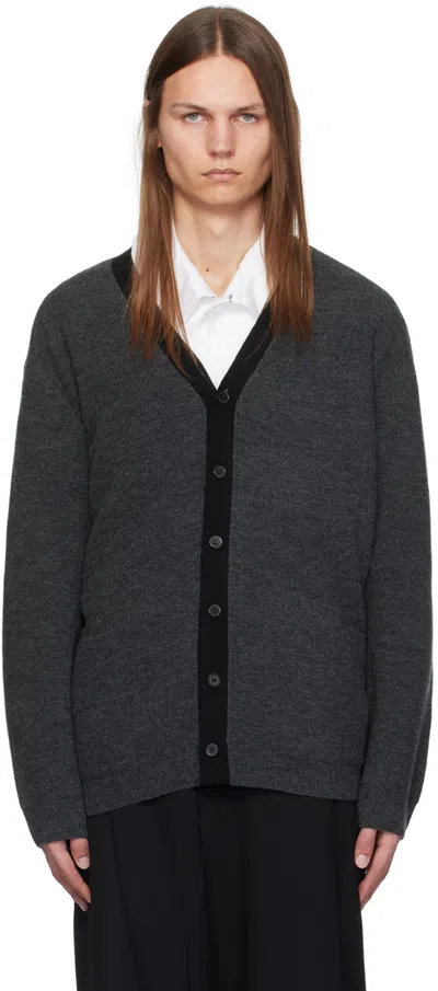 Ys For Men Gray Color Blocking Cardigan In 1 Charcoal