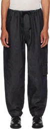 Ys For Men Navy Side Tuck Denim Cargo Pants In Purple