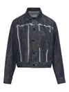 Y's Frayed-detail Denim Jacket In Blue