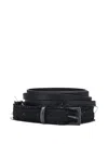 Y's Frayed-edge Leather Belt In Black