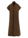 Y's French-sleeve Button-front Shirt In Brown