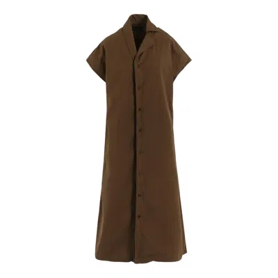 Y's French Sleeve Dress In Brown