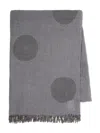 Y's Fringed Polka Dot Scarf In Gray