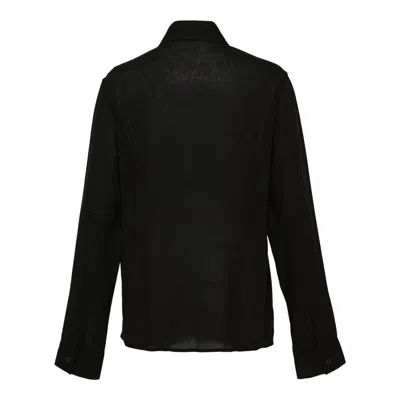 Y's Front Pintuck Blouse In Black