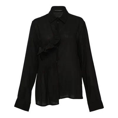 Y's Front Pintuck Blouse In Black