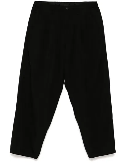 Y's Gabardine Waist String Trousers In Schwarz