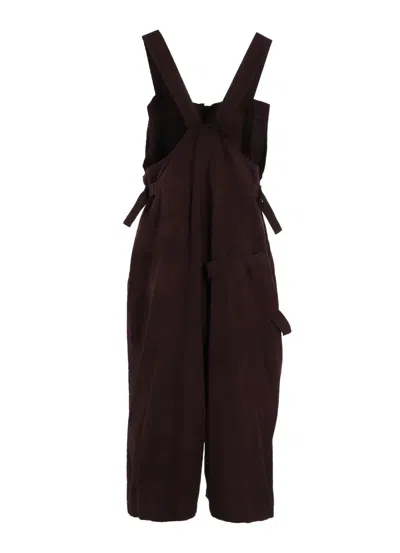 Y's Garment-dyed Big Overall In Burgundy