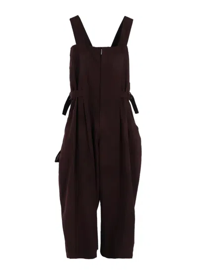 Y's Garment-dyed Big Overall In Burgundy