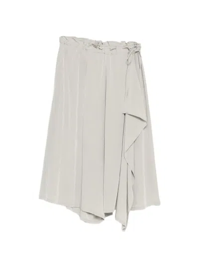 Y's Gathered Crepe-de-chine Trousers In Gray