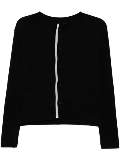 Y's Gauze Double Placket Top In Black