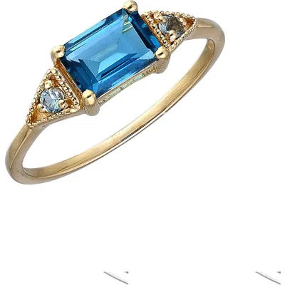 Ys Gems 18k Gold Plate Topaz Ring In Blue
