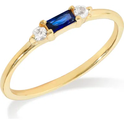 Ys Gems Baguette & Round Gemstone Ring In Blue