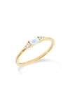 Ys Gems Baguette & Round Gemstone Ring In Gold