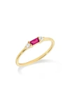 Ys Gems Baguette & Round Gemstone Ring In Gold